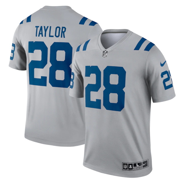 mens nike jonathan taylor gray indianapolis colts inverted legend jersey